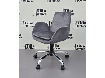 Maki Çalışma ve Çocuk Koltuğu Krom Yonca Ayak Koyu Gri